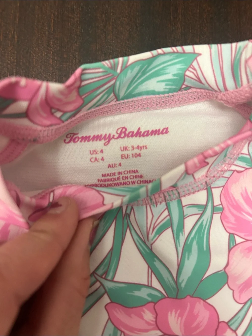 Tommy Bahama Pink & Green Floral Ruffle Long-Sleeve Rashguard Set